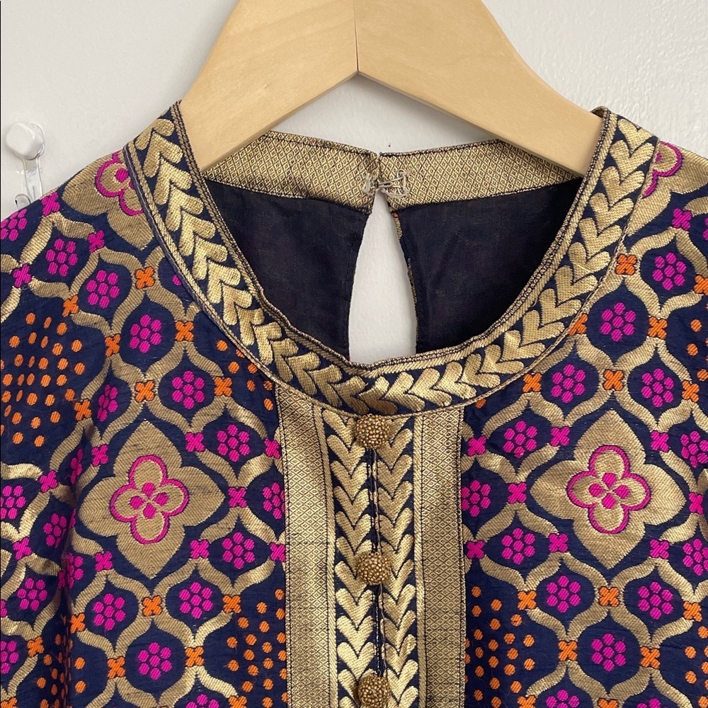 Indian, Pakistani afghani Elegant Purple and Gold Long Kurta Dress - Picture 3 of 12